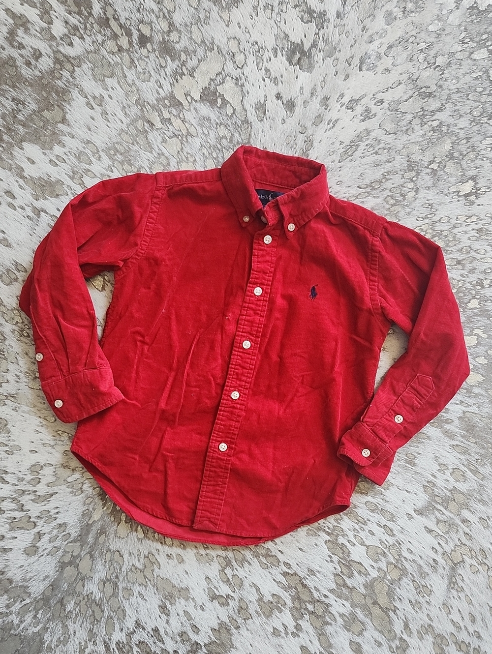 Ralph Lauren Cord Button Down Shirt Red Sz4